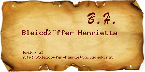 Bleicöffer Henrietta névjegykártya